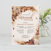 Saisonale Herbst- und Herbstkupfer-Blume und -Blät Einladung (Stehend Vorderseite)