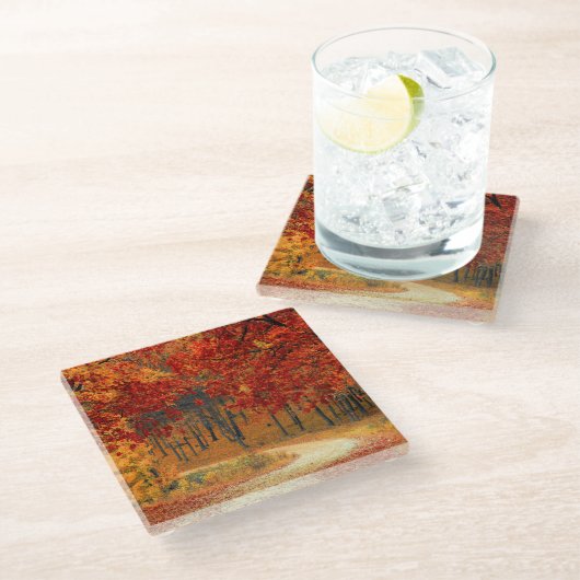 Saisonale Herbstfarben - schön Glasuntersetzer (Schrägansicht)