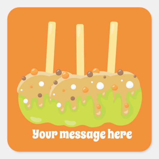Saisonale Karamelläpfel fügen Nachrichtenanbieter  Quadratischer Aufkleber (Vorderseite)