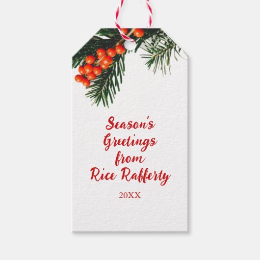 Saisonale Kieferabteilung Berries Custom Geschenkanhänger (Vorderseite)