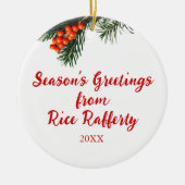 Saisonale Kieferabteilung Berries Custom Keramik Ornament (Vorne)