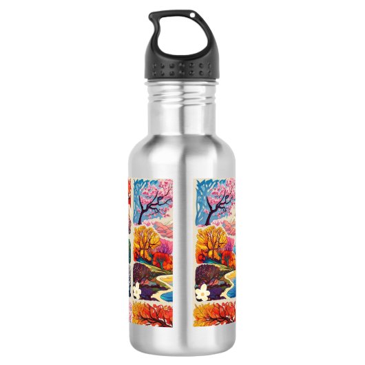 "Saisonale Landschaften vereinen sich" Edelstahlflasche (Rückseite)