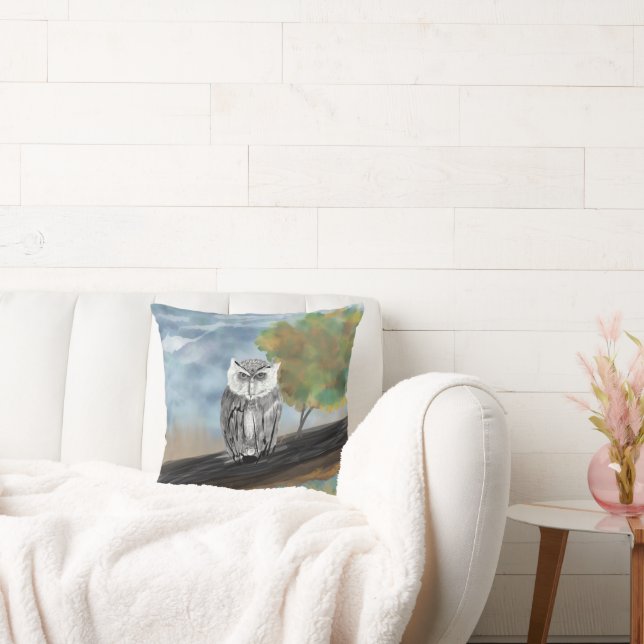Saisonale Owl Malerei in Nature Wonders Kissen (Liege)