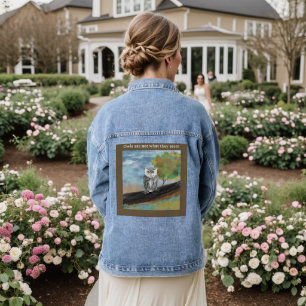 Saisonale Owl Print Denim Jacket Jeansjacke