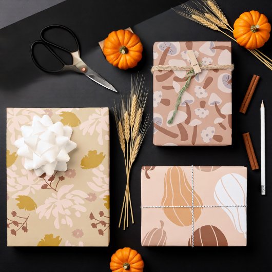 Saisonale Pastelltöne Herbst Geschenkpapier Set