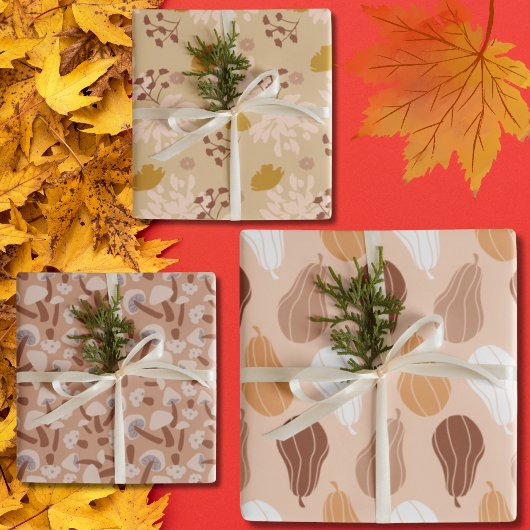 Saisonale Pastelltöne Herbst Geschenkpapier Set