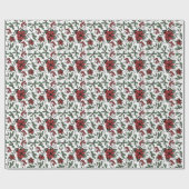 Saisonale Red Poinsettias und Berries White Geschenkpapier (Flach)