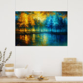 Saisonale Reflexionen - Herbstgold trifft Winter Poster (Küche)