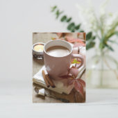 Saisonale rustikale Herbstkakao & Blätter leben no Postkarte (Stehend Vorderseite)