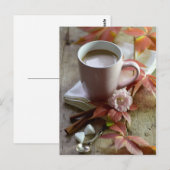 Saisonale rustikale Herbstkakao & Blätter noch Leb Postkarte (Vorne/Hinten)