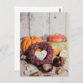 Saisonale rustikale Kastanien & Kürbis Stillleben Postkarte (Vorne/Hinten)