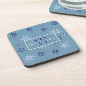 Saisonale Schneeflocke mit Monogramm Getränkeuntersetzer (Linke Seite)
