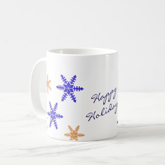 Saisonale Schneeflocken Gute Ferien mit Text Kaffeetasse (Vorderseite Links)