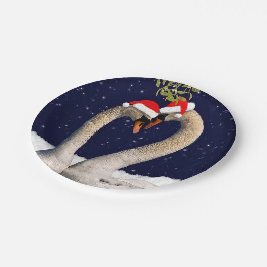 Saisonale Schwanenpapierplatte Pappteller (Schrägansicht)