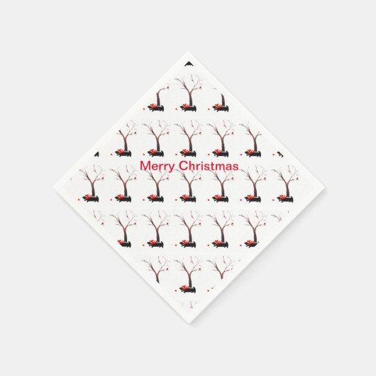 Saisonale Scottie Dog Art und Robins Serviette (Ecke)