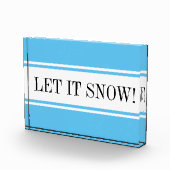 Saisonale Sky Blau Weiß "LASS IT SNOW" Streifen Te Fotoblock (Rechts)