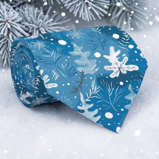Saisonale Winterblaue Blätter Krawatte