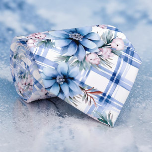 Saisonale Winterblaue Blumengebinde Krawatte