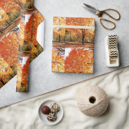 Saisonaler Ahornblätterbaum / Orangefarbene Blätte Geschenkpapier