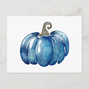 Saisonaler Blau-Wasserfarbe Thanksgiving-Kürbis Postkarte