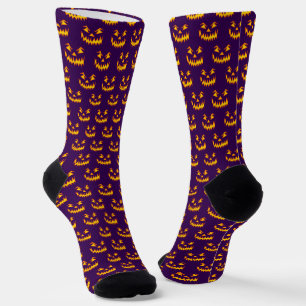 Saisonaler Halloween lila orange geschnitzter Kürb Socken