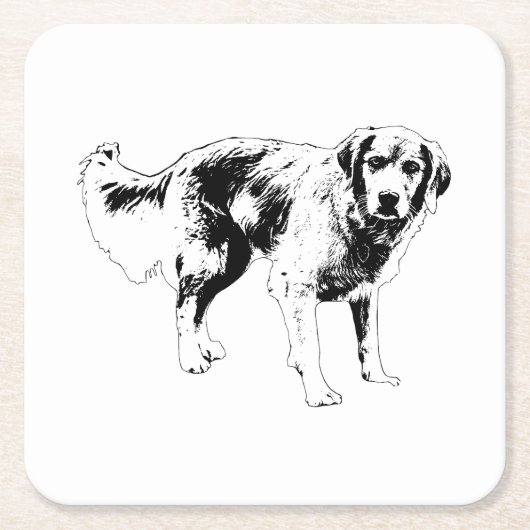 Saisonaler Hunde-Kontur-Untersetzer Rechteckiger Pappuntersetzer (Vorderseite)