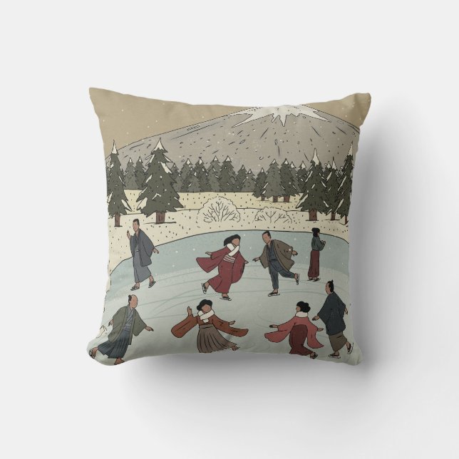 Saisonales Eislaufen Kissen (Vorderseite)