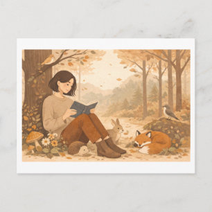 Saisonales Lesen: Herbst Postkarte