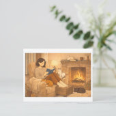 Saisonales Lesen: Winter Postkarte (Stehend Vorderseite)