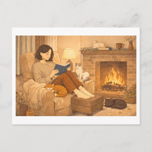 Saisonales Lesen: Winter Postkarte (Vorderseite)