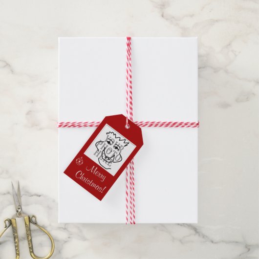 Saisonales Square Foto mit Gruß Rot Geschenkanhänger (Mit Garn)