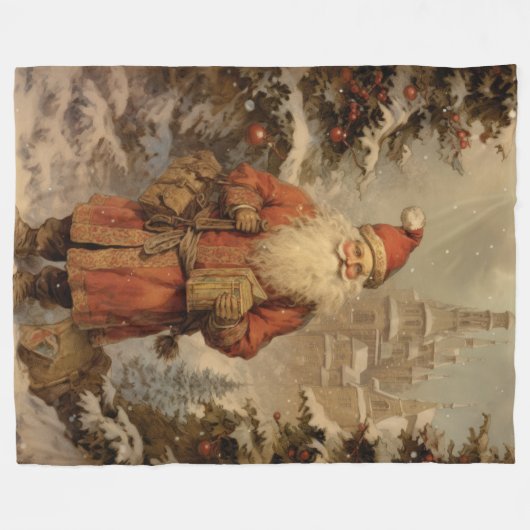 Saisonales Storybook Weihnachtsfest Fleecedecke (Vorderseite (Horizontal))