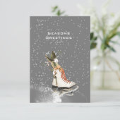SAISONEN GREETING WINTER SCENE MIT EISEN-SKATEN (Stehend Vorderseite)