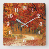 Saisonfarben des Herbstes Quadratische Wanduhr (Vorderseite)