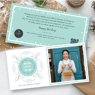 Saisongrüße Classic Verziert Blue Siegel Foto Feiertagskarte