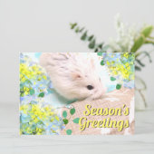 Saisongrüße Hamster mit Blue Hydrangeas Feiertagskarte (Stehend Vorderseite)