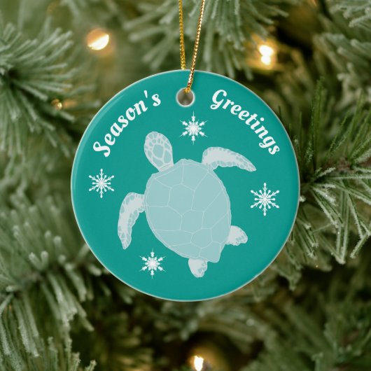 Saisongrüße Niedlichen Xmas Turtle Personalisiert Keramik Ornament (Baum)