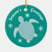 Saisongrüße Niedlichen Xmas Turtle Personalisiert Keramik Ornament (Vorne)