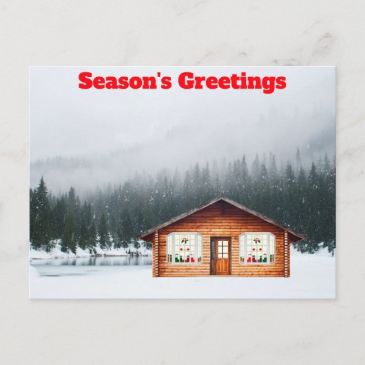 Saisongrusskabine in Schneekarte Postkarte (Vorderseite)