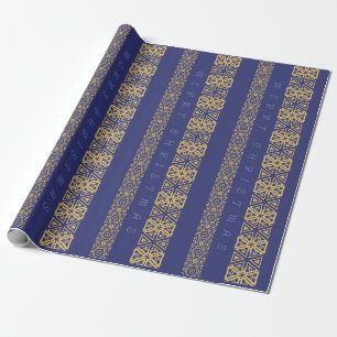 SaisonOrnamentic justierbares Gruß-Blau Geschenkpapier