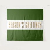 SAISON'S GREETINGS Forest Green White Stripes Wandteppich (Vorderseite (Horizontal))