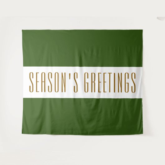 SAISON'S GREETINGS Forest Green White Stripes Wandteppich (Vorderseite (Horizontal))
