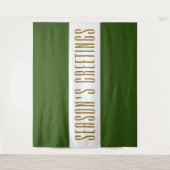 SAISON'S GREETINGS Forest Green White Stripes Wandteppich (Vorderseite)