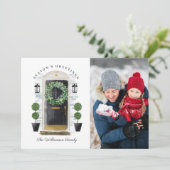 Saisons Gruß Schwarzes Aquarelltür Foto Feiertagskarte (Stehend Vorderseite)