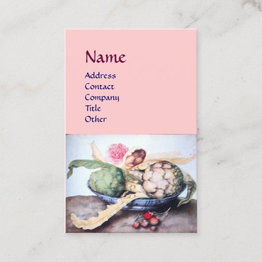 SAISON'S OBITS, KÜNSTLER, PINKROSE,STRAWBERRIES VISITENKARTE (Vorderseite)