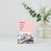 SAISON'S OBITS, KÜNSTLER, PINKROSE,STRAWBERRIES VISITENKARTE (Stehend Vorderseite)