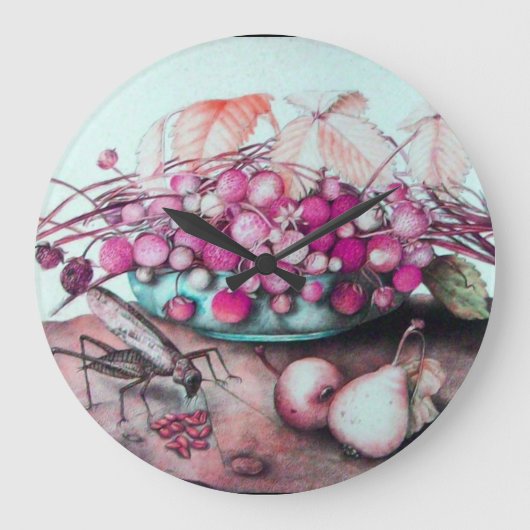 SAISON'S OBITS, STRAWBERRIES PEARS UND CICADA GROßE WANDUHR (Vorderseite)