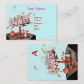 SAISON'S OBSTVASE, BLUME, BLÄTTER MONOGRAMM Blue Visitenkarte (Vorne/Hinten)