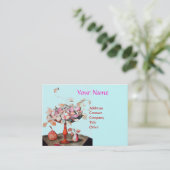 SAISON'S OBSTVASE, BLUME, BLÄTTER MONOGRAMM Blue Visitenkarte (Stehend Vorderseite)