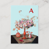 SAISON'S OBSTVASE, BLUME, BLÄTTER MONOGRAMM Blue Visitenkarte (Rückseite)